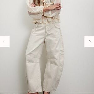 Free People Cream Wide Leg Pants